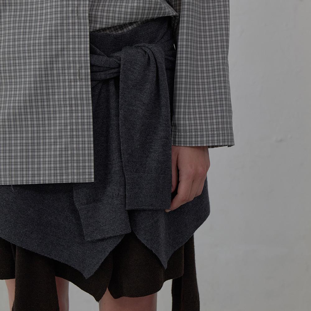 LCDC™ Tied Detail Layered Knit Skirt (Melange Grey)