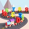 Pull Wooden Along Number Train Toy Kids Early Educational Counting Blocks