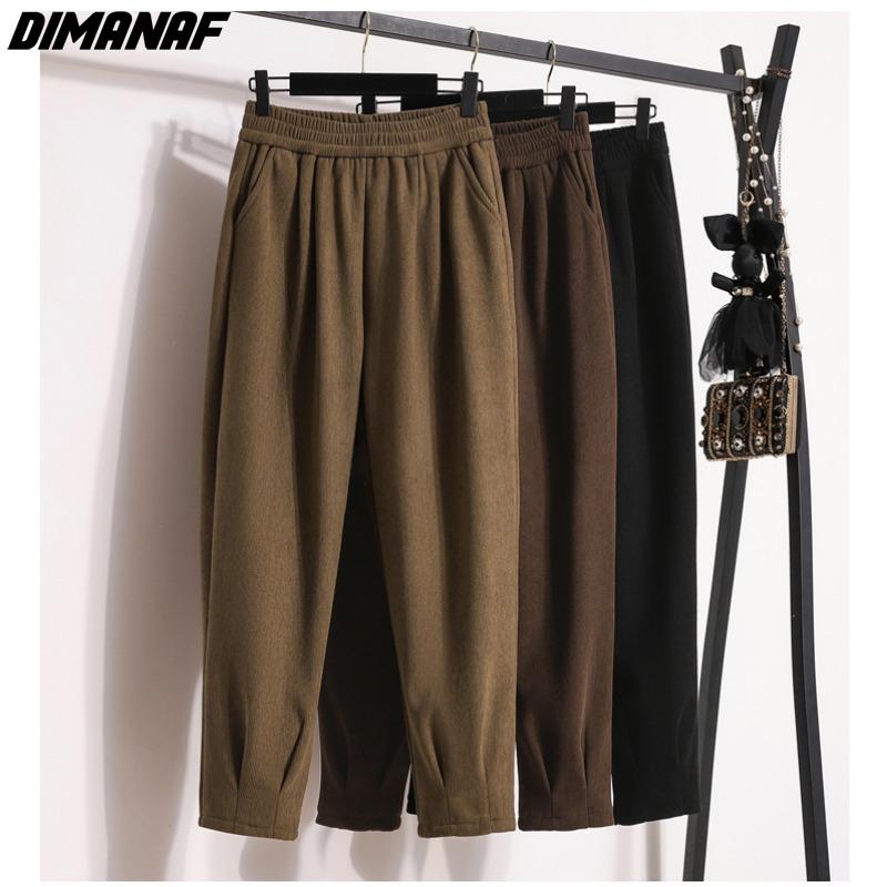 

DIMANAF 2024 весна лето большие размеры женские однотонные длинные брюки брюки с эластичной резинкой на талии повседневные свободные брюки шаровары