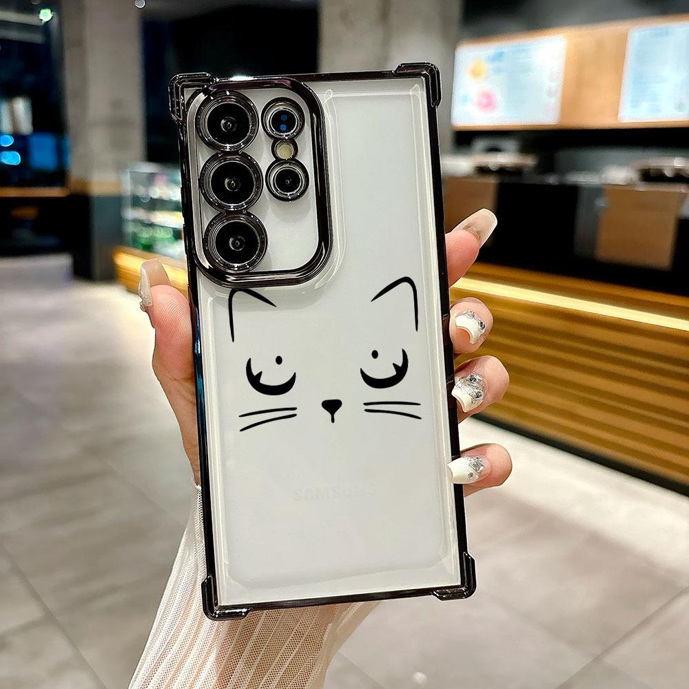 Funny Cat Black Line Art Cats Coque For Galaxy S26 Ultra Phone Case For Samsung S26 S25 S24 S23 S21 Ultra S20 FE S25 Plus Cover