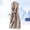 Women Solid Color Sleeveless Short Single-breasted Double-Pocket Woolen Jacket