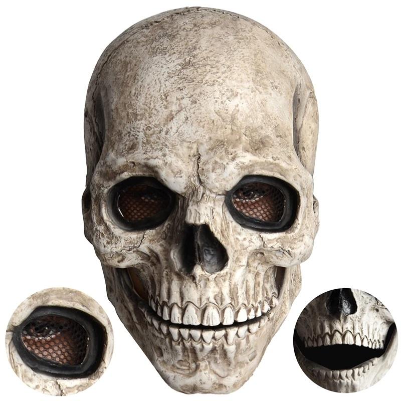 Skull Mask Breathable Latex Headgear Full Head Skull Helmet Non-Toxic Halloween Skull Mask For Outdoor Decorations Halloween