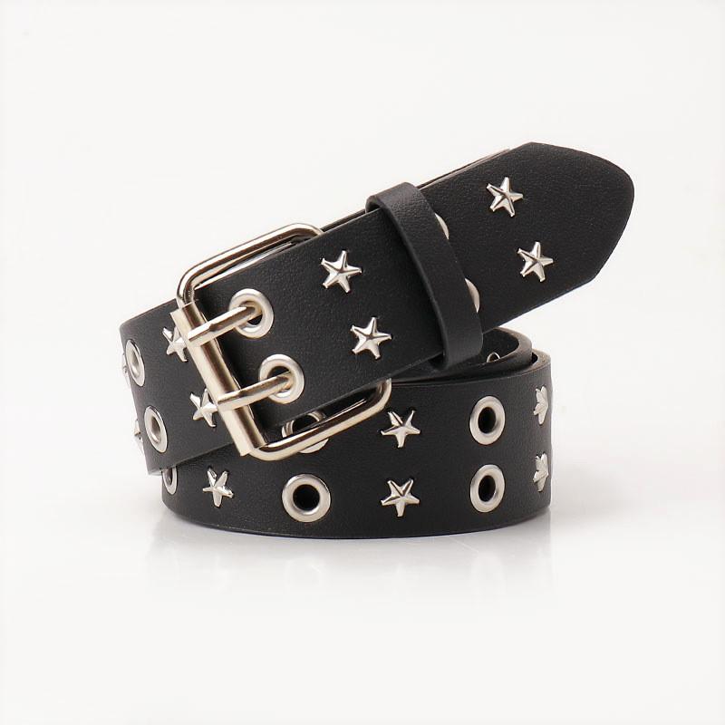 Punk Style Womens Faux Leather Belt With Studded Rivets For Street Fashion And Casual Wear