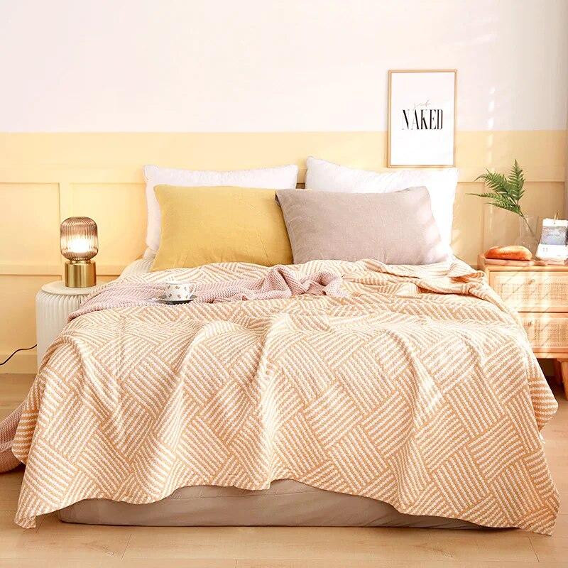 Plaid Blanket for Bed Double Queen King Bedspread Gauze Summer Thin Towel Quilt Coverlet Autumn Winter Sheet Bed Sofa Cover