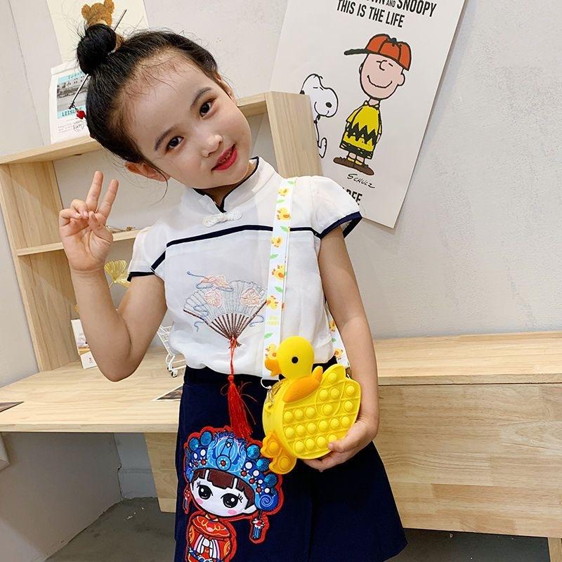 Dziecięca urocza urocza torba listonoszka z kaczką kontrola szczurów pionier prasy uszczypnięcie muzyka silikonowa torba dziewczynka małe dziecko dziecko torba na drobiazgi