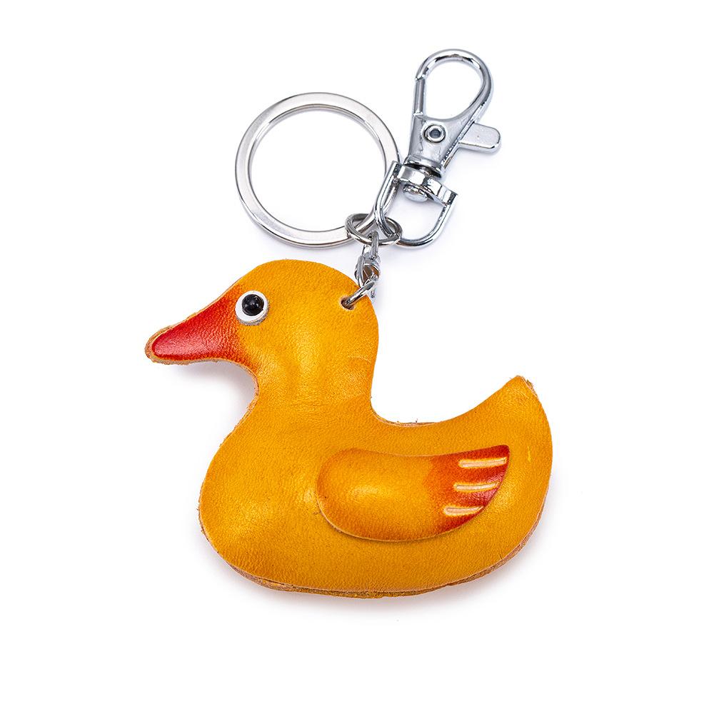 New First-layer Cowhide Mini Animal Keychain Handmade Creative Bag Pendant Car Keychain Universal