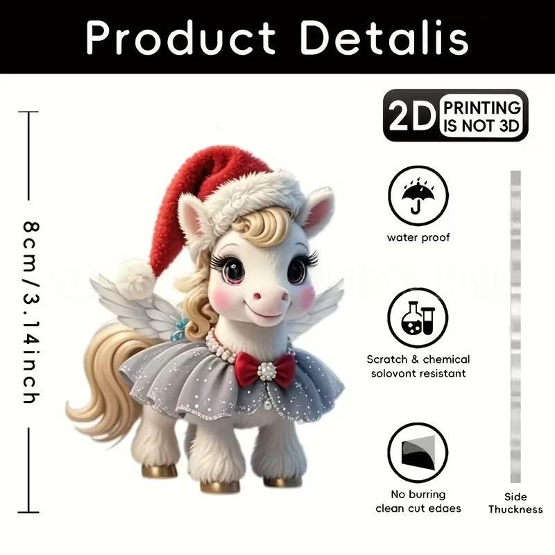 Ornament Pandantiv Acrilic 2D Cal de Crăciun Decor Festiv Pentru Interior Exterior Copaci Decorațiune Agățată Accesorii de Petrecere