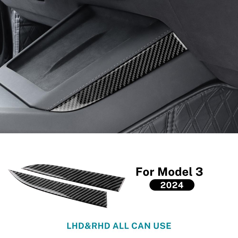 Real Soft Carbon Fiber Interior Trim Sticker For Tesla Model 3 Highland 2025 Car Steering Wheel Reading Audio Panel Accessories