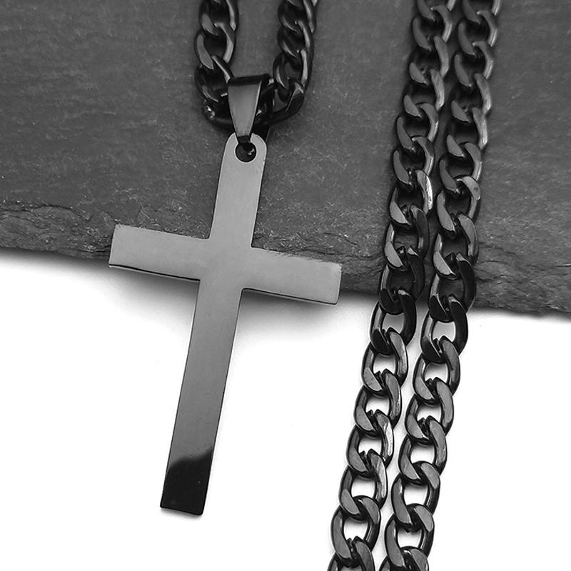 Christian Hip Hop Stainless Steel Jesus Cross Chain Necklace for Women Men Gold Color Statement Necklace Jewelry Collier Croix