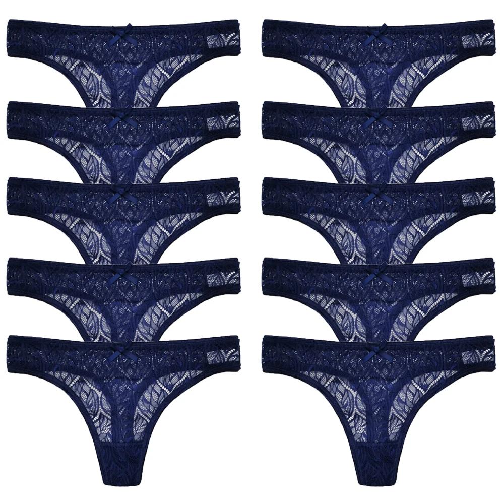 10 ks/sada Síťovaná krajka Průhledná tanga Dámské kalhotky Spodní prádlo Dámská bezešvá G-string Dámské spodní prádlo Intimní prádlo