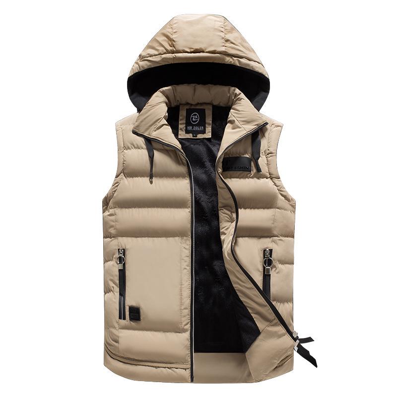 Men's Autumn/Winter Fashion Vest with Detachable Hood - Casual Cotton