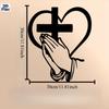 Flat Cross Heart Iron Wall Art Sculpture Religion Home Decor Gift Large Size