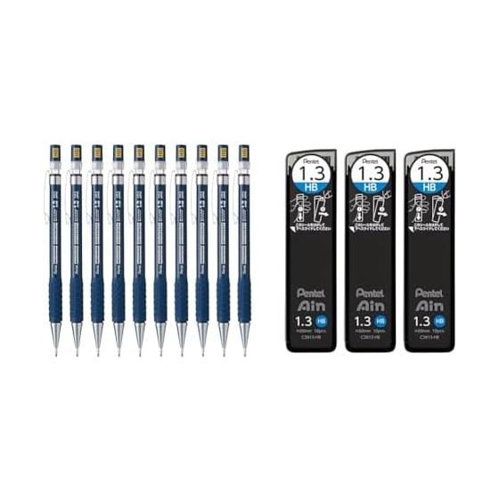 Pentel Sharp Pencil Mark Sheet AM13-HB (10-Pack) with Pentel Ain 1.3mm HB Lead Refills (3-Pack AMZ-XC2813HB3P)