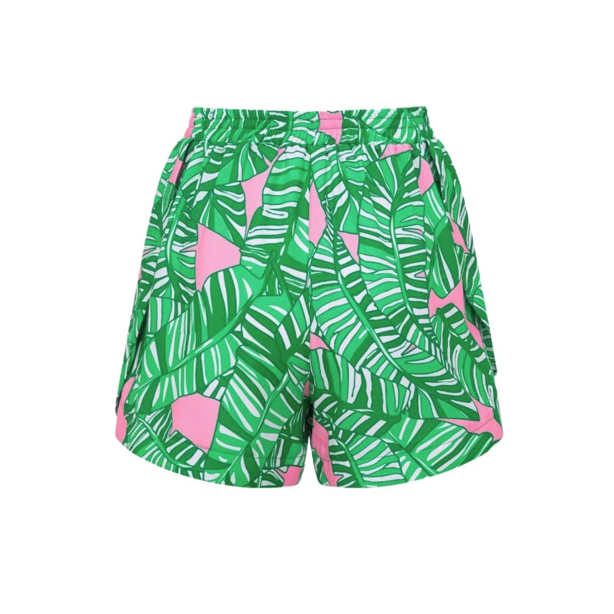 European and American swimwear long-sleeved zipper green printed surf suit women one size fits all