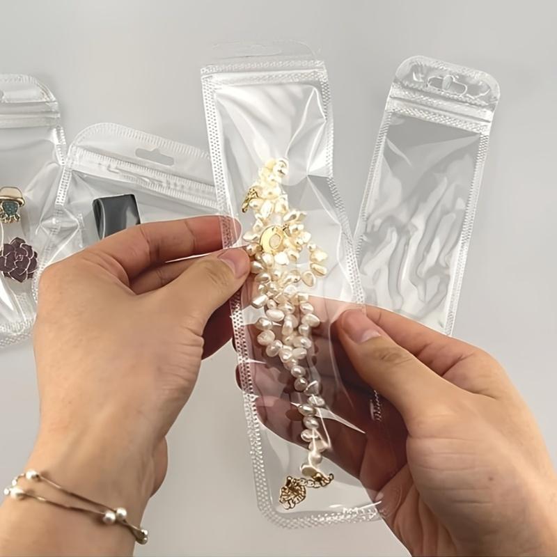 50 Pcs/set Clear PVC Ziplock Bags Resealable High Transparency Thickened with Aluminum Foil Seal for Fountain Pen Lip Jewelry.