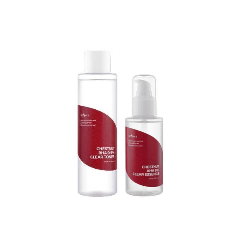 ISNTREE Chestnut BHA 0.9% Clear Toner & AHA 8% Essence Set 2items