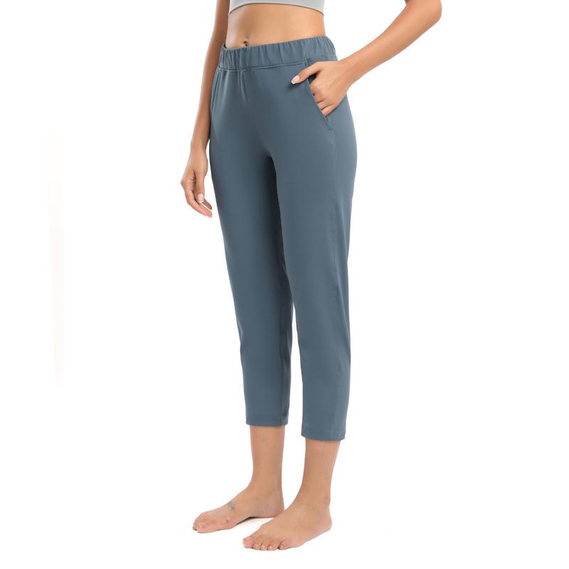 Damen Übergröße Lockere Straight-Leg Yogahose mit Kordelzugbund - Lässig, Elastisch, Neun-Punkte-Passform