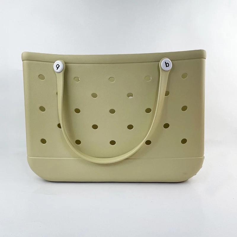 Durable Waterproof Beach Bag Storage Baskets Summer Rubber Tote Solid Color Jelly Beach Bags Sundries Organizer