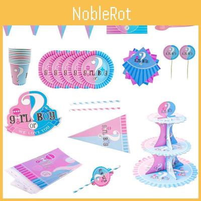 Elegant Baby Gender Reveal Party Decoration Boy Or Girl Disposable Tableware Set