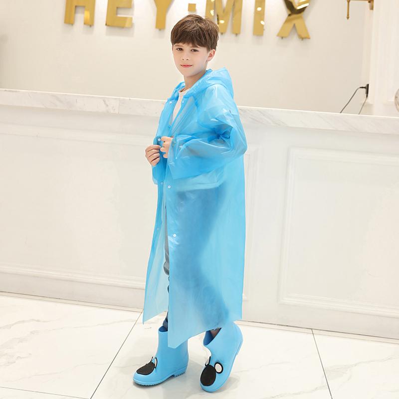 

1Pc Children Jacket Coats Hooded Rainsuit Waterproof Poncho Solid Color Rain Cover Raincoat PEVA синий