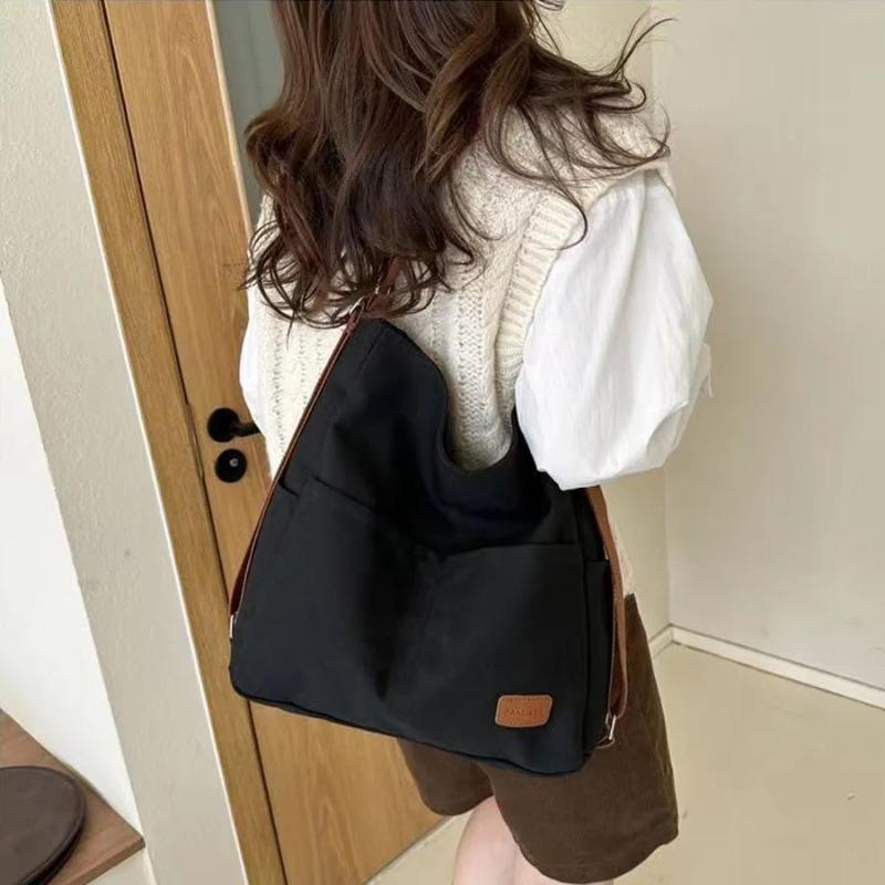 Large capacity three purpose canvas bag, women's new commuting single shoulder crossbody bag, student class double shoulder tote
