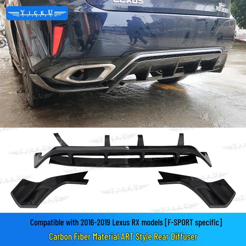 Compatible with 2016-2019 Lexus RX: Front/rear Lips, Side Skirts, Lower Lip, Resin Arches, ART Roof, Rear Wing, and Canards.
