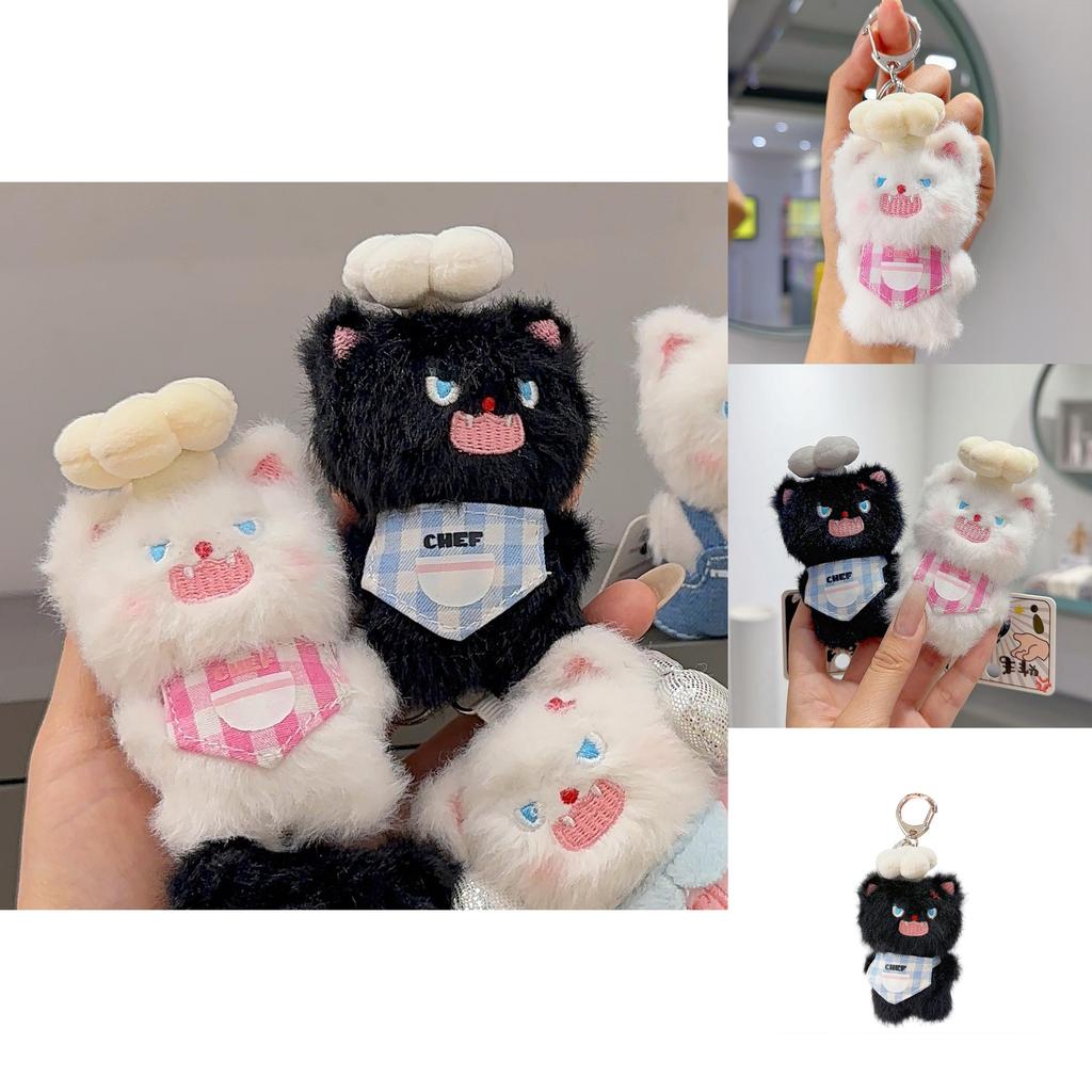 Apron Chef Hat Design Angry Cat Keychain With Chef Outfit For Couples And Friends