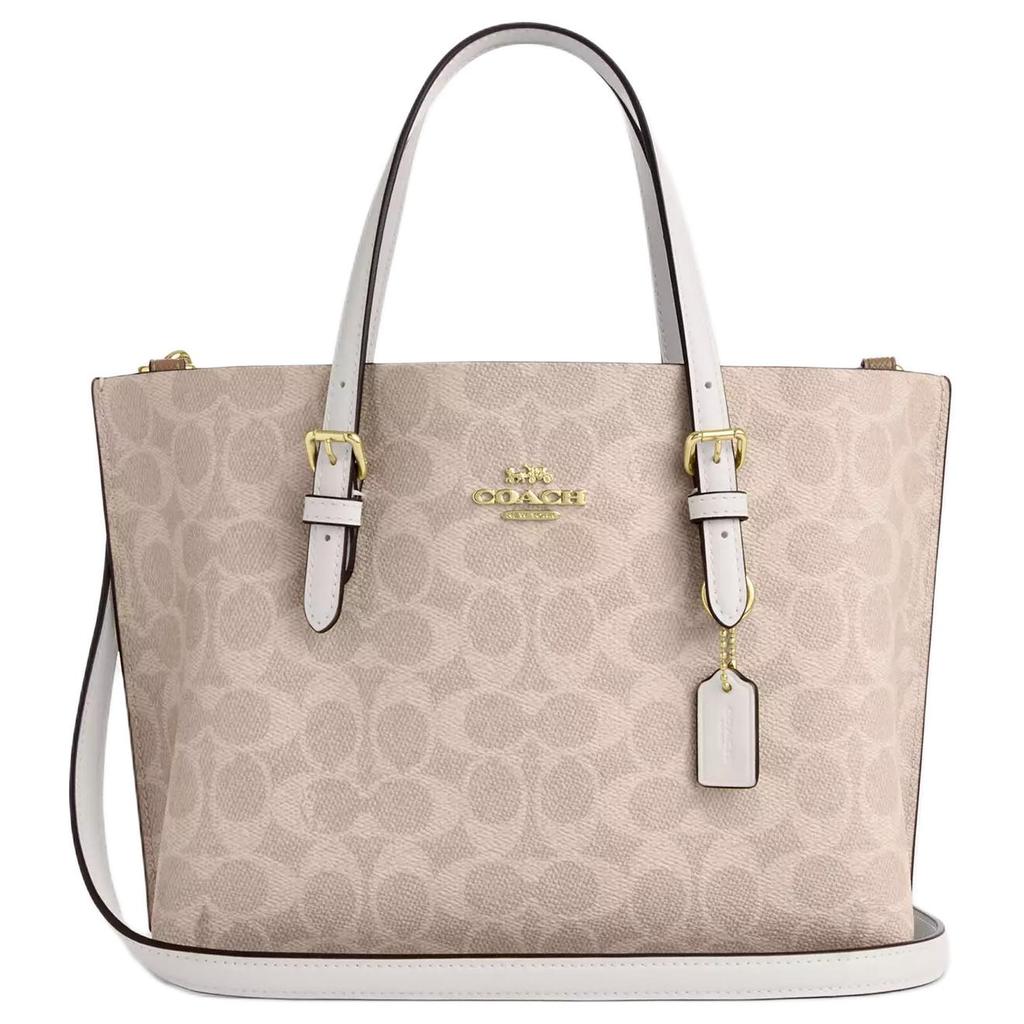 Coach Mollie Brand Logo Detachable Shoulder Strap Coated Canvas Tote Bag Shopping Bag Shoulder Crossbody Handbag 25 Women Tote Sand Chalk CV965-IMXDM