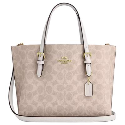 Borsa Tote Brand Mollie Logo Tracolla Staccabile Tela Rivestita Borsa Shopping a Spalla Crossbody Borsa a Mano 25 Donna tote Sabbia Gesso CV965-IMXDM