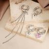 Punk Peach Heart Pendant Earrings for Women Silver Color Simple Fashion Geometric Circular Ear Buckle New Trendy Jewelry Gift