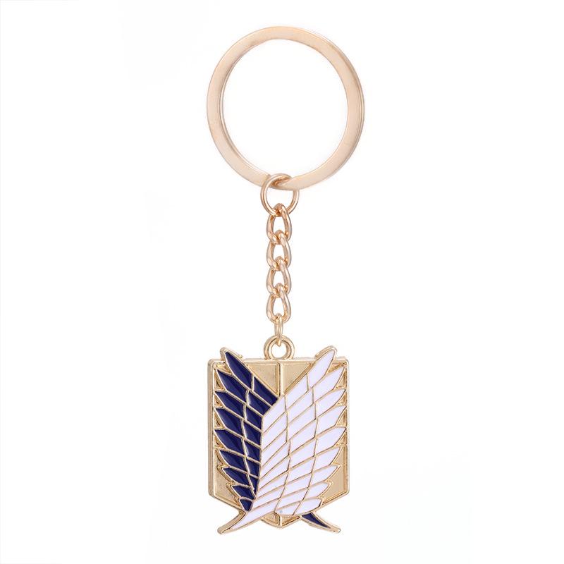 Attack on Titan Survey Corps Logo Keychain with Angel Wings Design - European & American Inspired Anime Jewelry