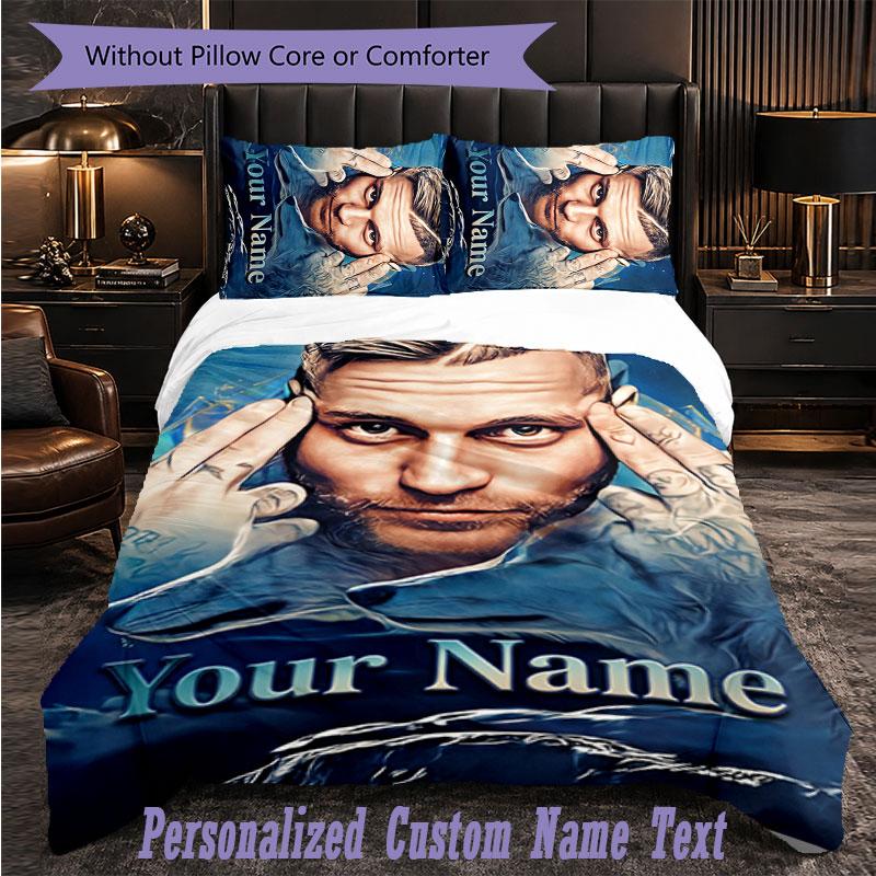 Personalized 3Pcs Bedding SetKontra K Custom Text Duvet Cover Pillowcase Set Bedroom Gift