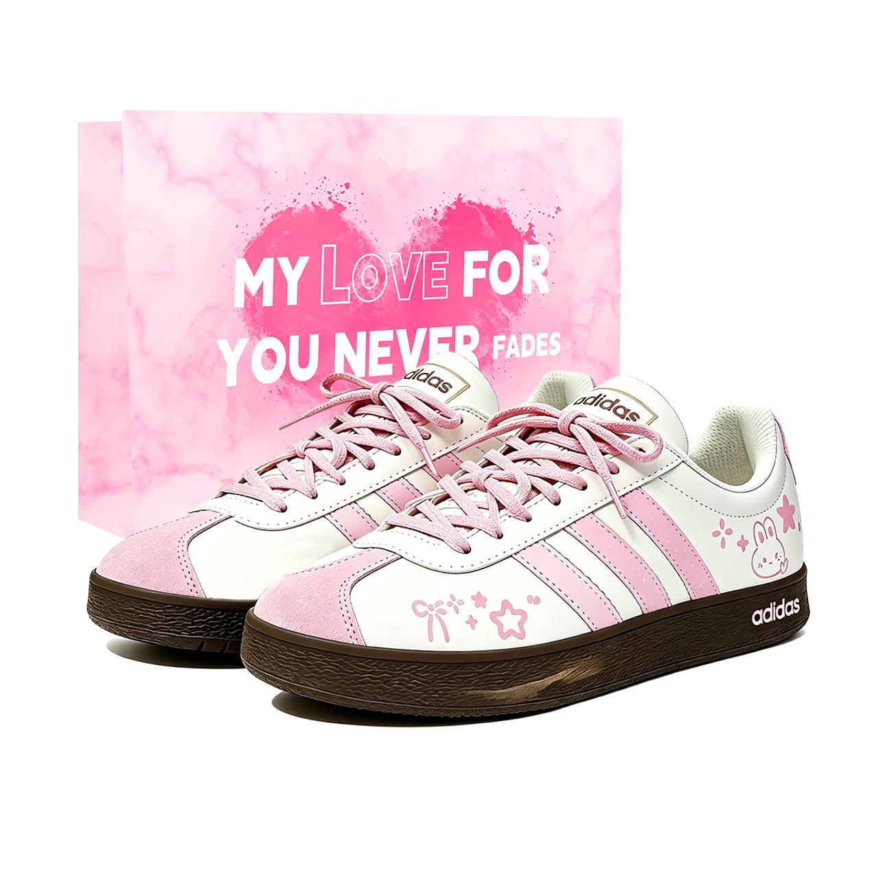 

Adidas Vl Court Classic Everlasting And Unchanging Height Increasing Low top Skateboard Shoes Unisex Pink White JQ2470(TeamX-) 40