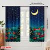 2pcs,2D Plane Printing Popular Curtain Panels Christmas Tree Village Night Polyester (without Rod) Versatile All Perfect for