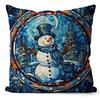 New Christmas Pillowcase Snowman Print Pillowcase Blue Glass Christmas Decoration Pillowcase