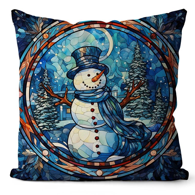 New Christmas Pillowcase Snowman Print Pillowcase Blue Glass Christmas Decoration Pillowcase