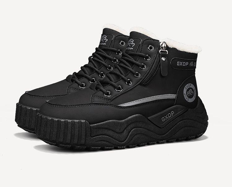 Pánské a dámské zimní nepromokavé kožené sněhule s vysokým svrškem, protiskluzovou podrážkou a hřejivou sametovou podšívkou