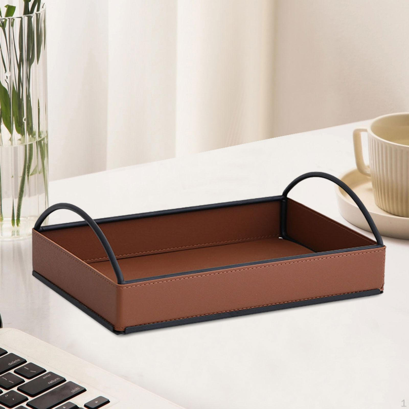 

Лоток для ключей, кошельки, прикроватный декор, органайзер для стола с ручками, туалетный столик коричневый