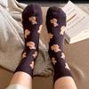 1~5pair Korean Teddy Bear Socks – Cute Cozy Women’s Cotton Socks – 5 Colors Set – K-Fashion Trending Gift Idea