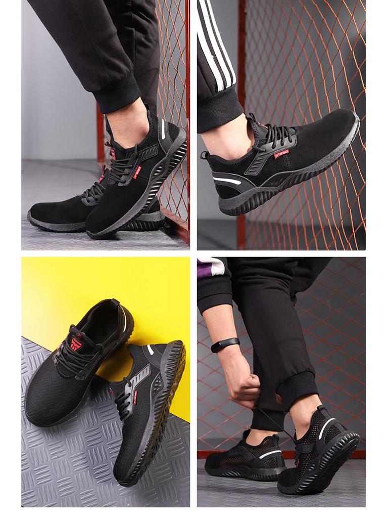 Herren Sicherheitsschuhe mit Stahlkappe - Atmungsaktiv, Stoßfest, Durchtrittsicher, Abriebfestes Arbeitsschutzschuhwerk