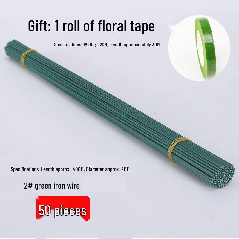 No. 2 Handmade Green Nylon-Coated Iron Wire Flower Stem for DIY Floral Crafts