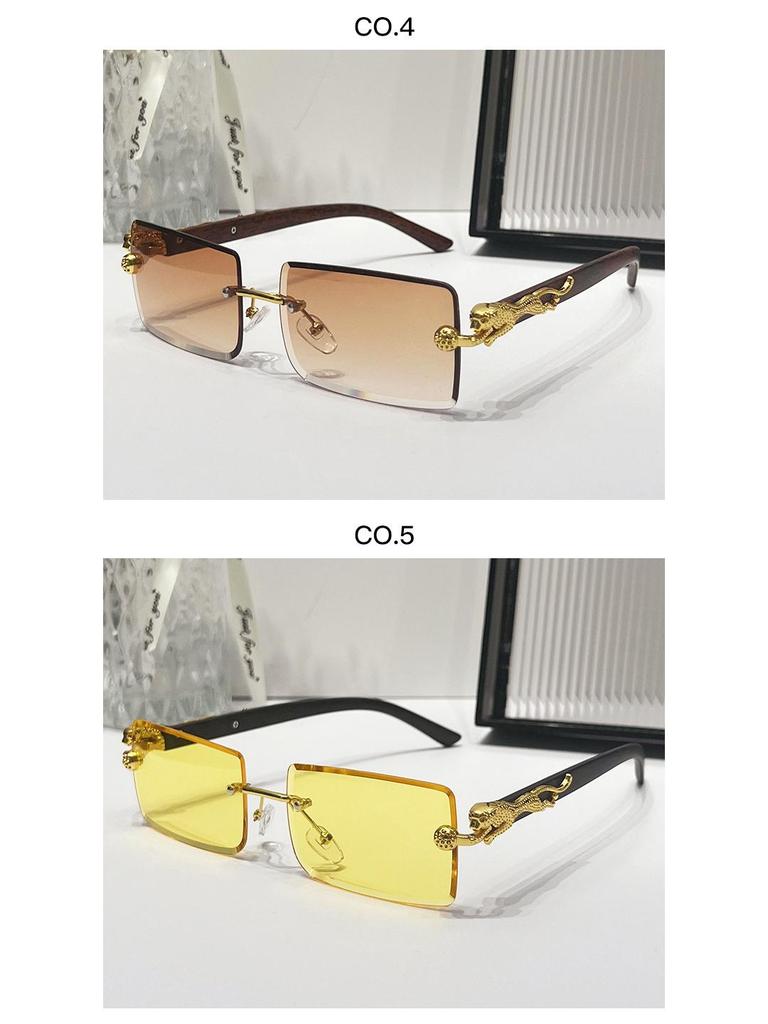 2024 Frameless Leopard Print Square Sunglasses – European & American Style