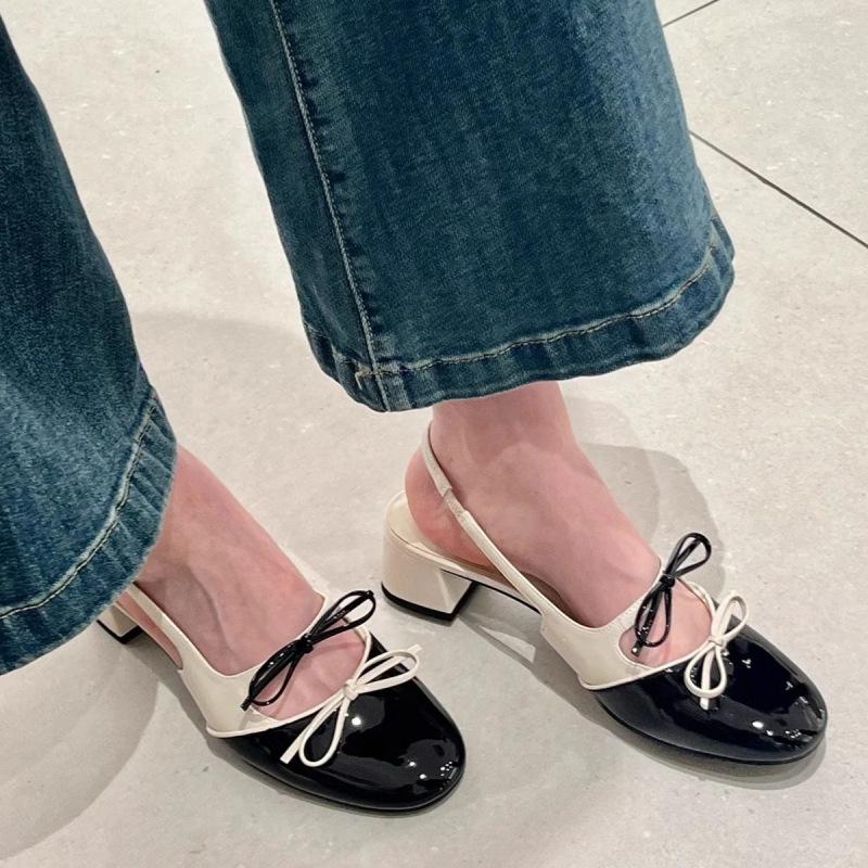 

Туфли балетки с бантом, круглый носок, толстый каблук, Мэри Джейн, одинарные туфли, женские сандалии с открытым носком 34