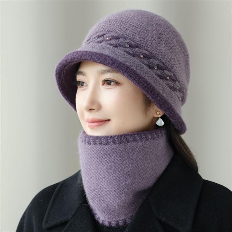 Winter hat women in the elderly knitted hat fashion versatile plush wool hat mother bucket hat new basin hat