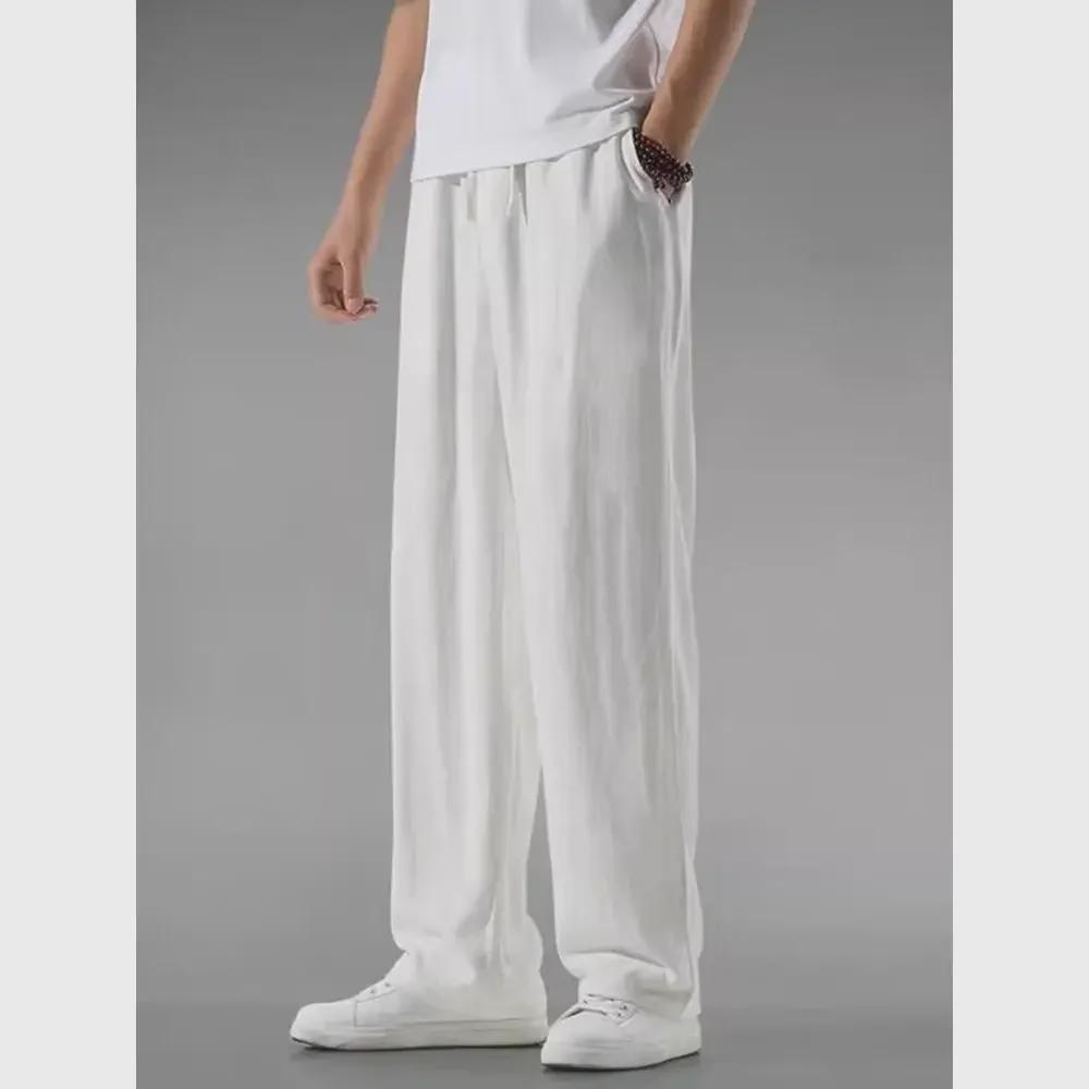 Unisex Summer Linen Cotton Wide-Leg Pants - Breathable, Lightweight, Loose Fit