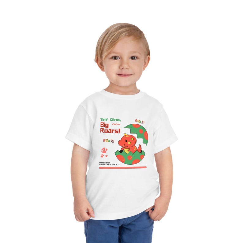 Toddler Dinosaur Hatching Tee – Playful Cotton Short Sleeve Shirt 100
