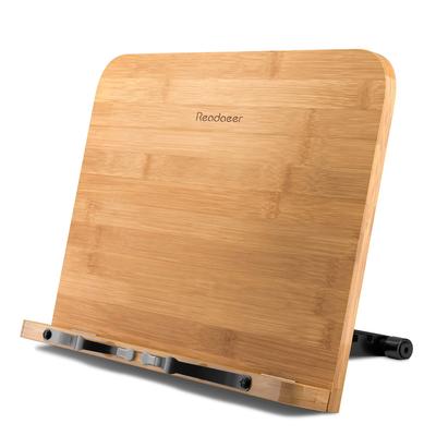 Reodoeer Bookstand, Lectern, Writing Stand, Bookrest, Music Stand, Reading Stand, Bookstand, 6 Level Adjustment, Foldable, Made of Bamboo