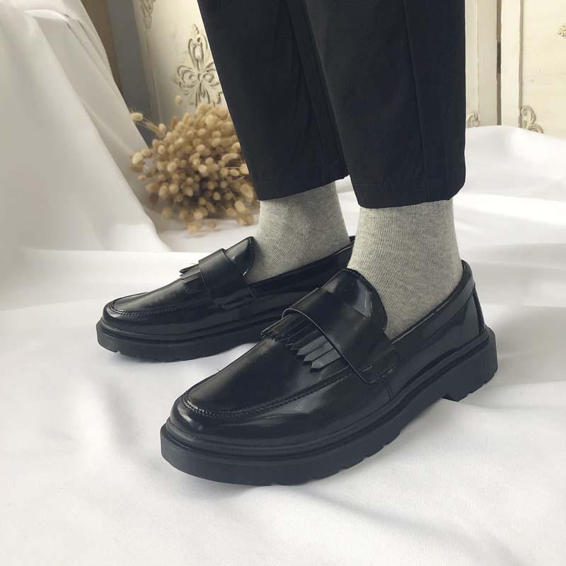 

Spring trendy fashion British business small leather shoes, youth casual tassel one pedal, lazy shoes one 46