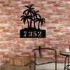 Metal Art Coconut Tree Sign House Number Custom Name Plate Wall Decor Indoor Outdoor