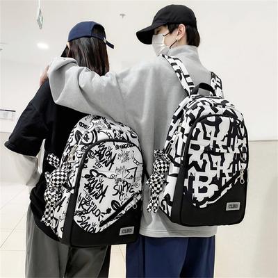Graffiti Print Small Fresh Backpack Trend Simple Fashion High School Student Large Capacity Schoolbag College Student Couple